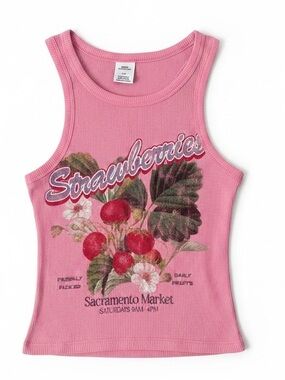 Urban Outfitters Strawberries Market Pink Tank Top Size Medium